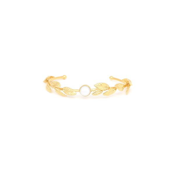 C-sahpe bangle with leaves design - Merry